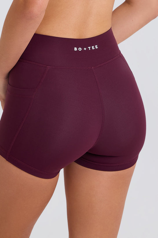 Soft Active Crossover Pocket Shorts in Burgundy