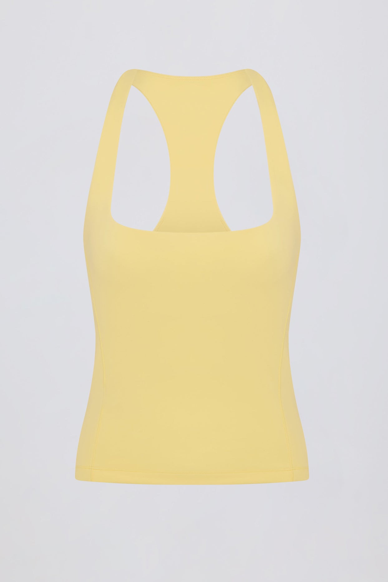 Women's Sleeveless Racerback Camisole Crop Top - Premium Cotton Basic Shirt (Large, Yellow)