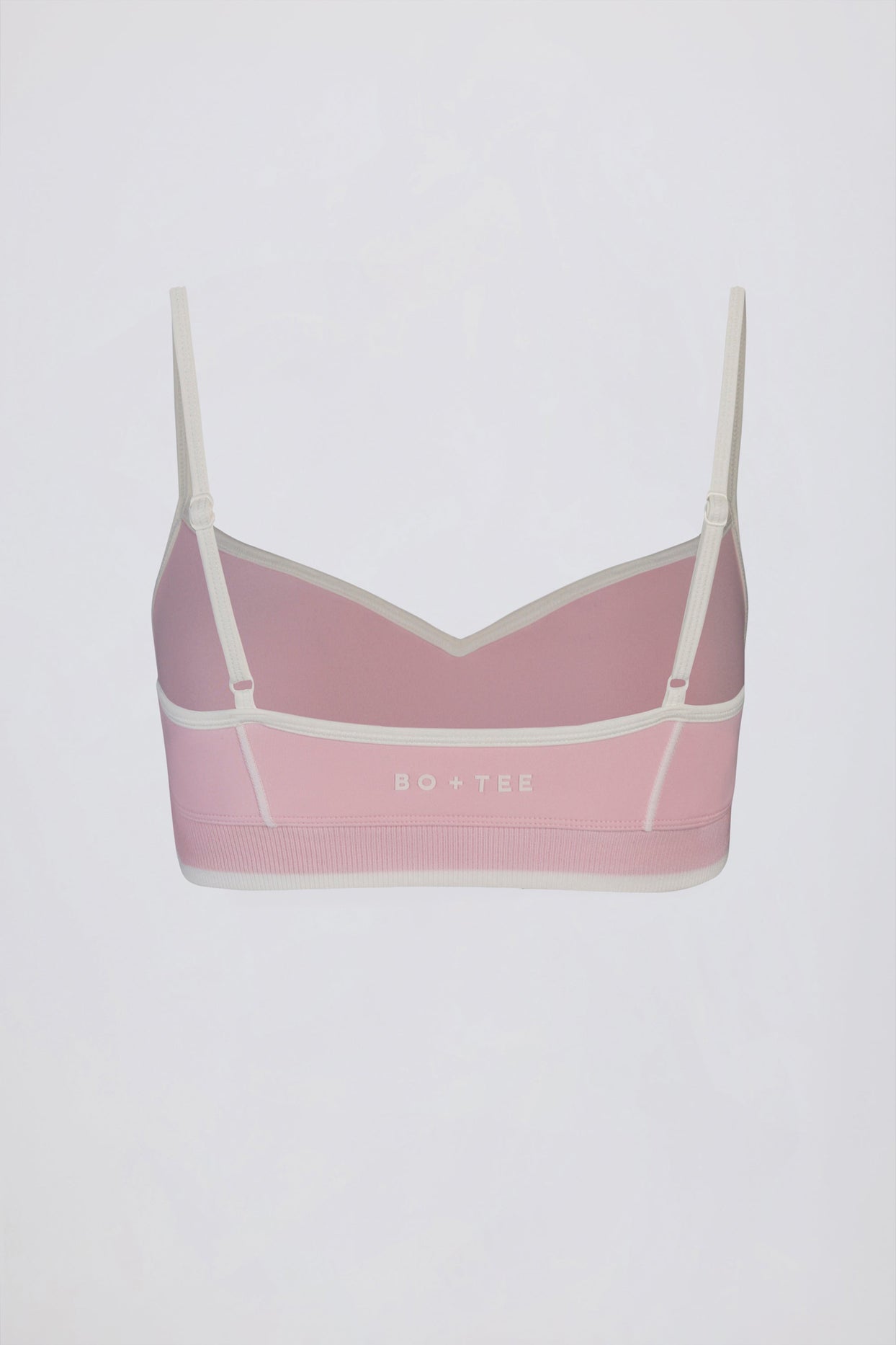 Soft Active Sweetheart-Neck Contrast Sports Bra in Powder Pink