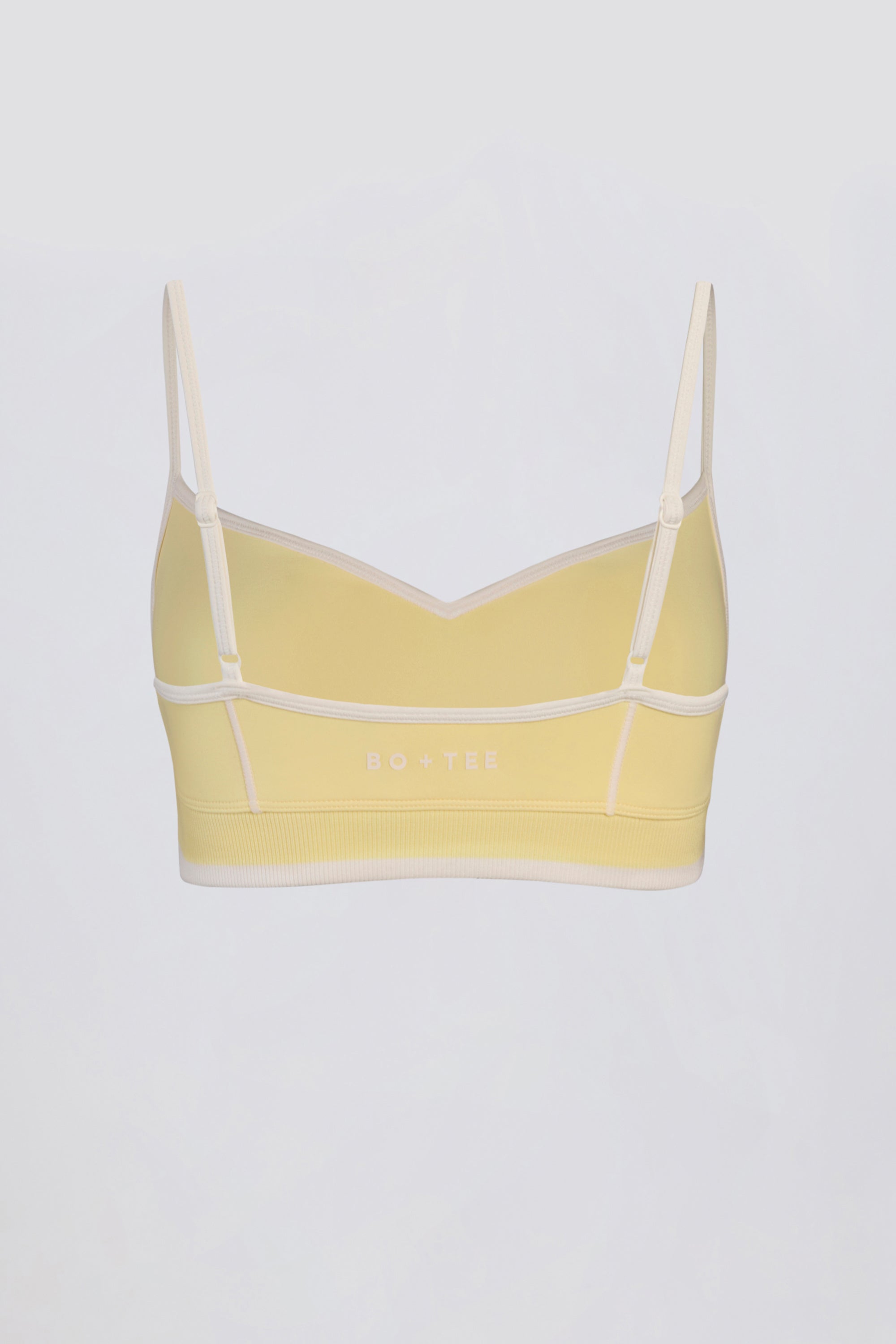 Soft Active Sweetheart-Neck Contrast Sports Bra in Lemon