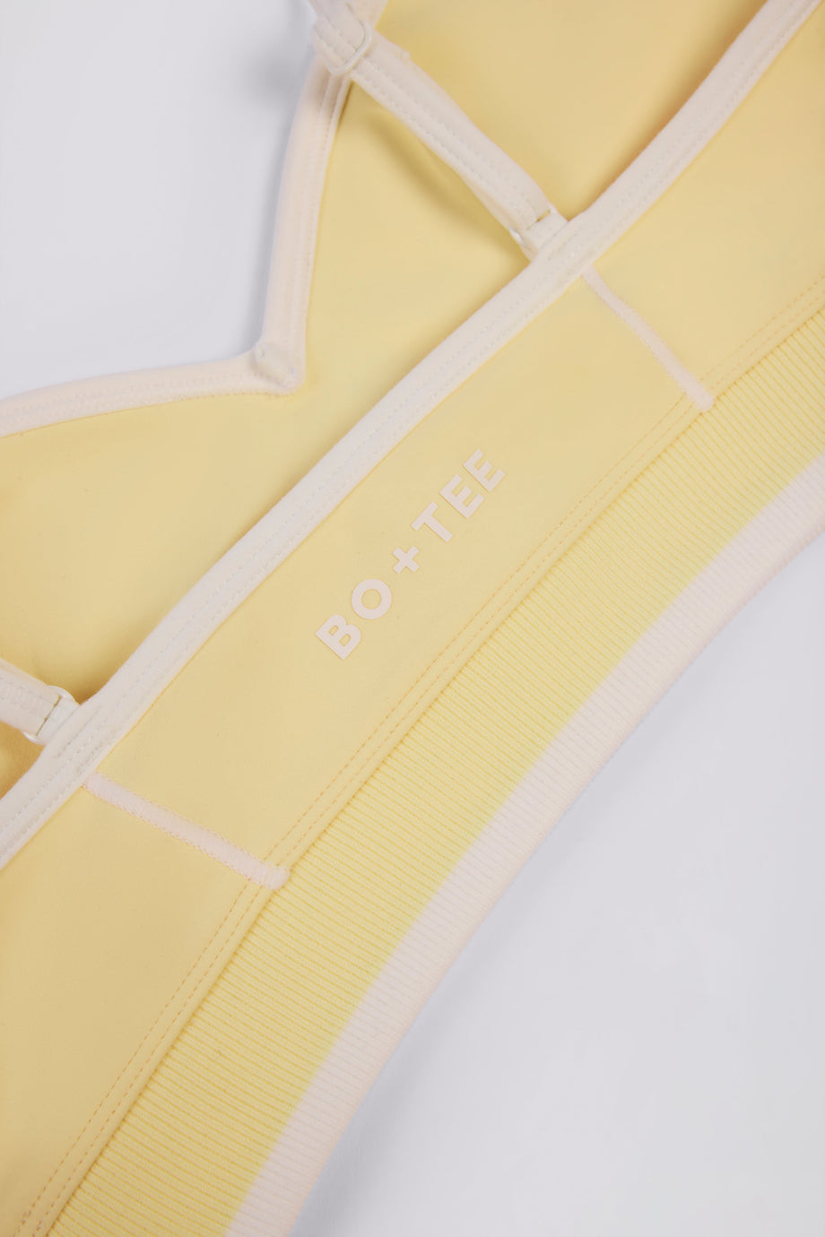 Soft Active Sweetheart-Neck Contrast Sports Bra in Soft Yellow