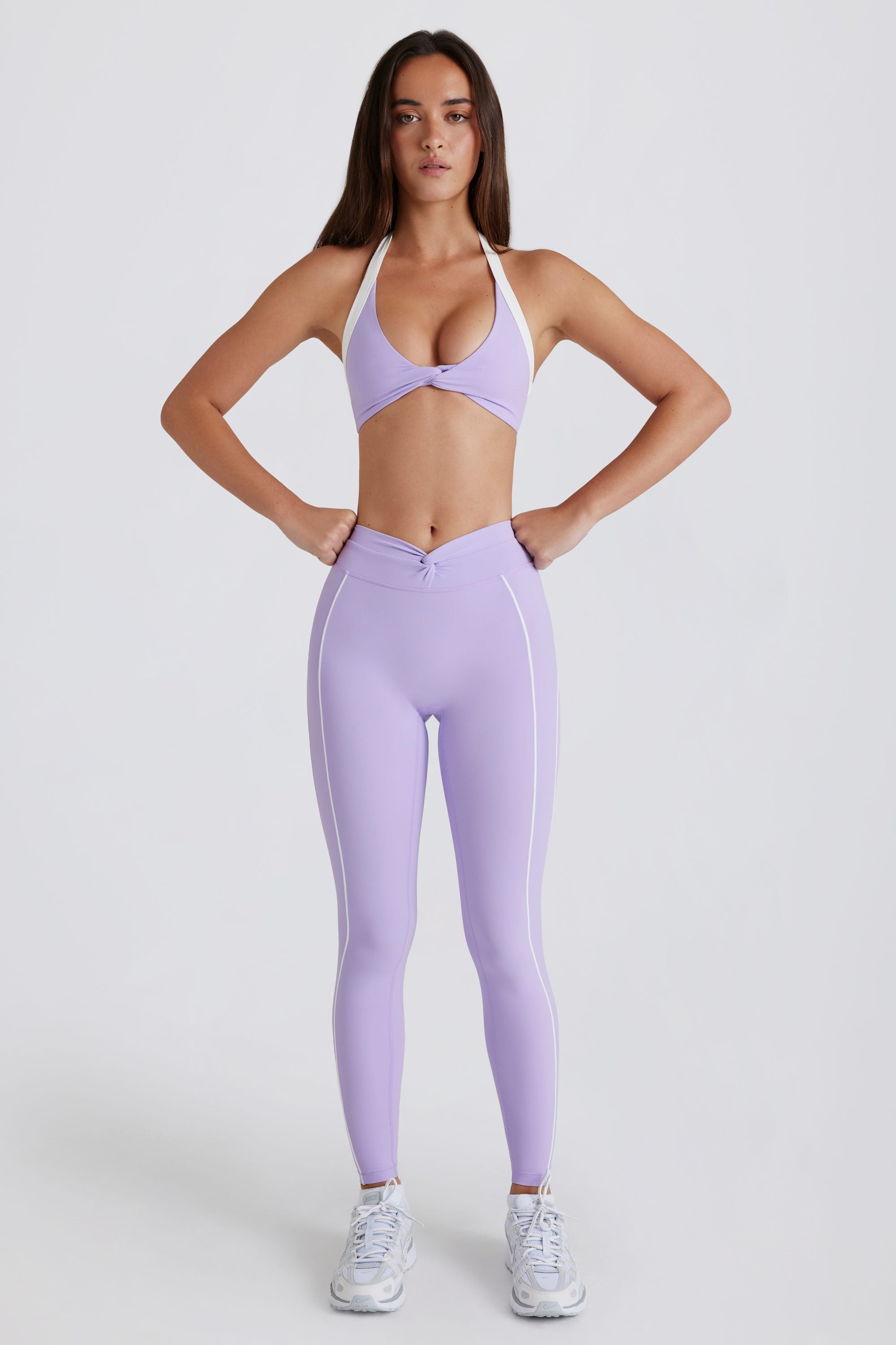 Soft Active Twist-Front Leggings in Lavender