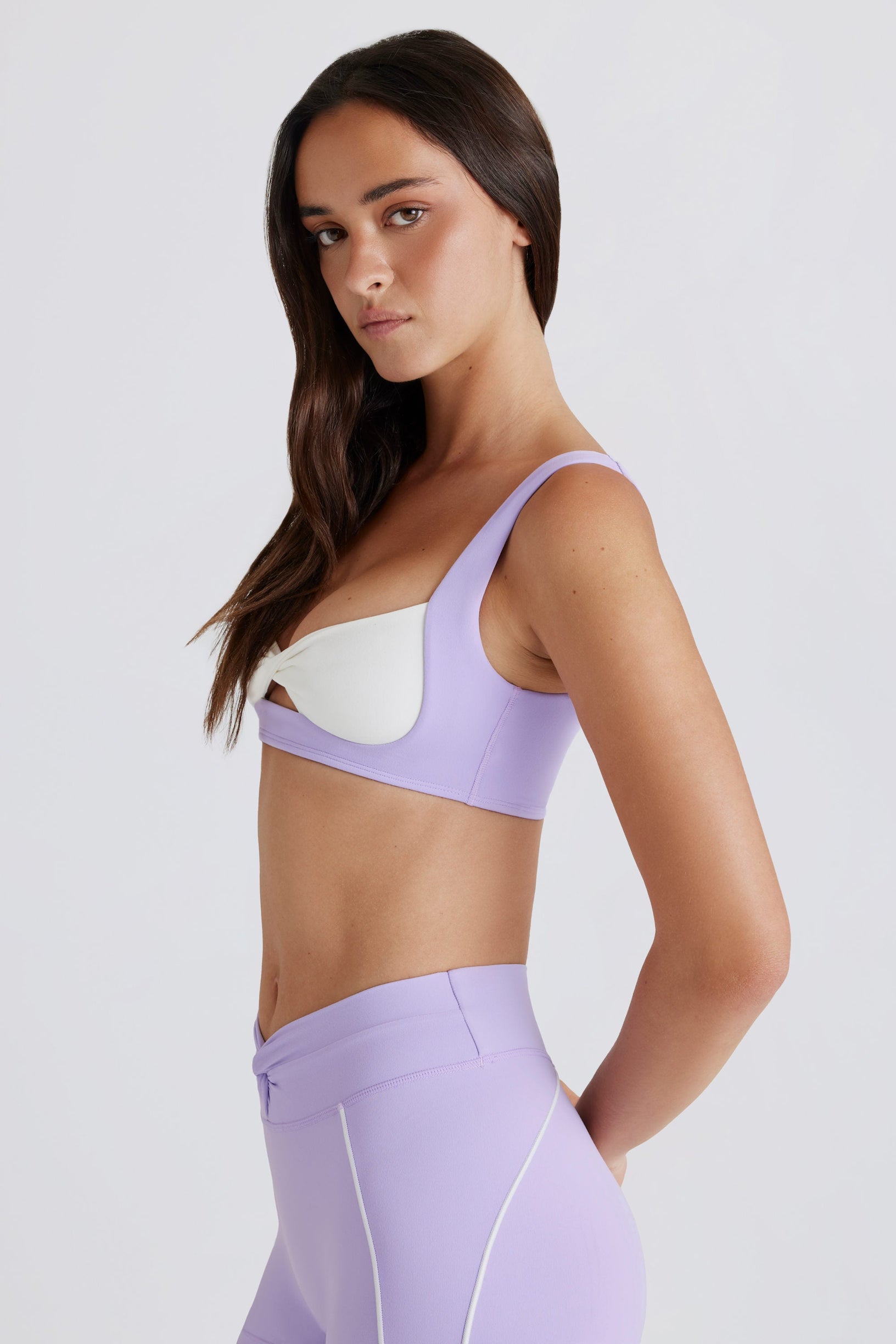 Soft Active Twist-Front Sports Bra in Lavender - 2