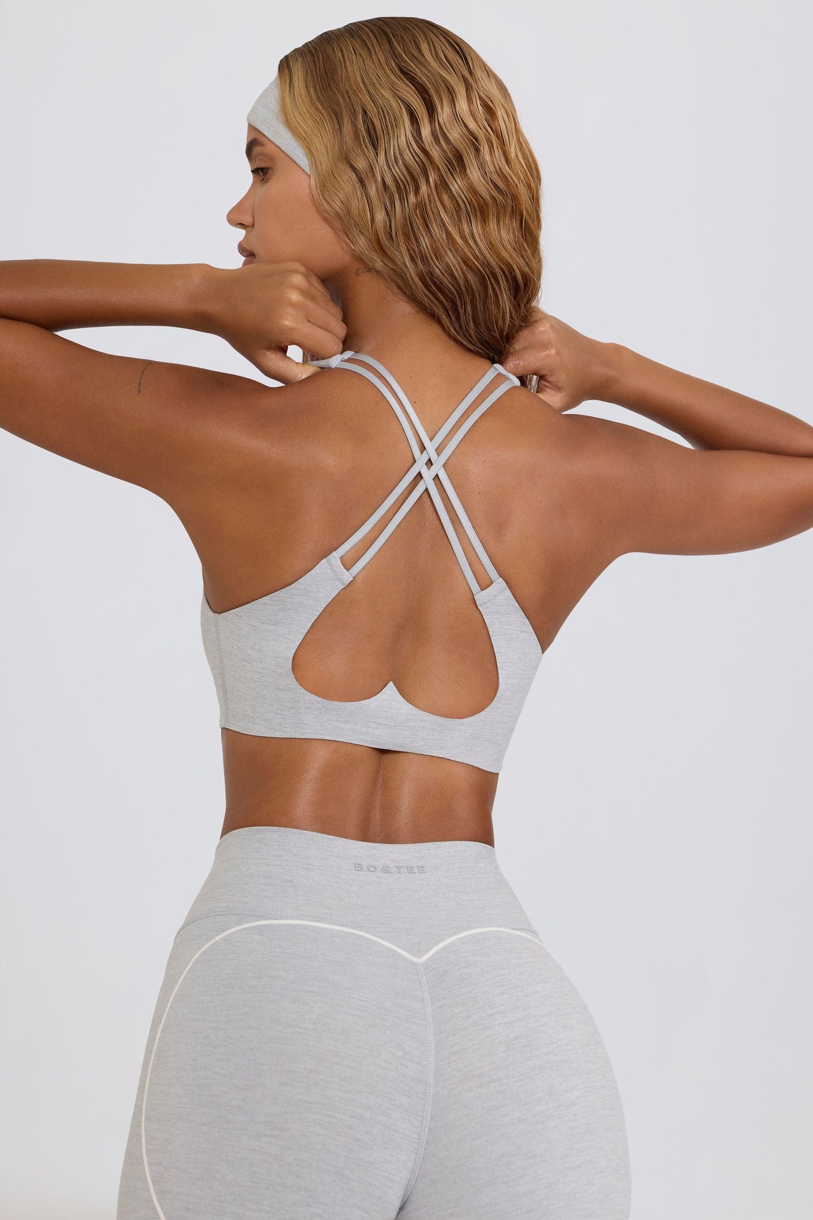 Soft Active V-Neck Sports Bra in Grey Marl - 1