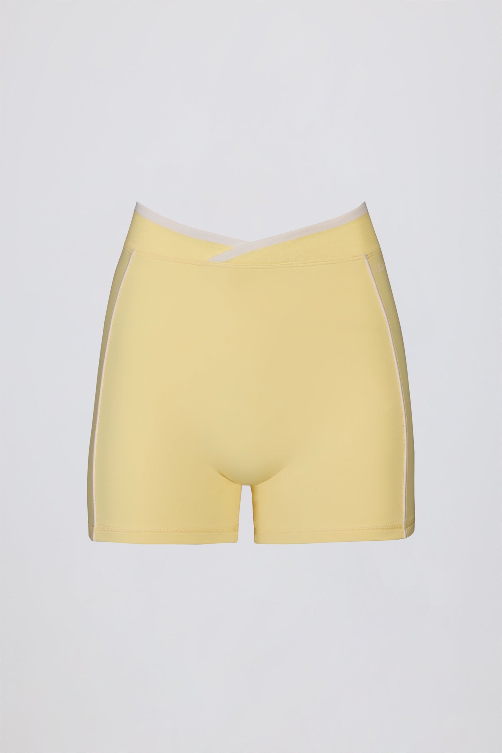 Soft Active Wrapover Contrast Mini Shorts in Soft Yellow - 1