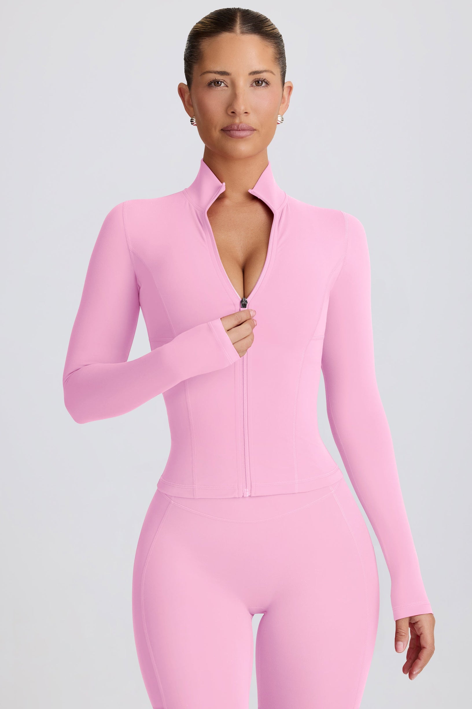 Soft Active Zip-Up Jacket in Baby Pink - 1