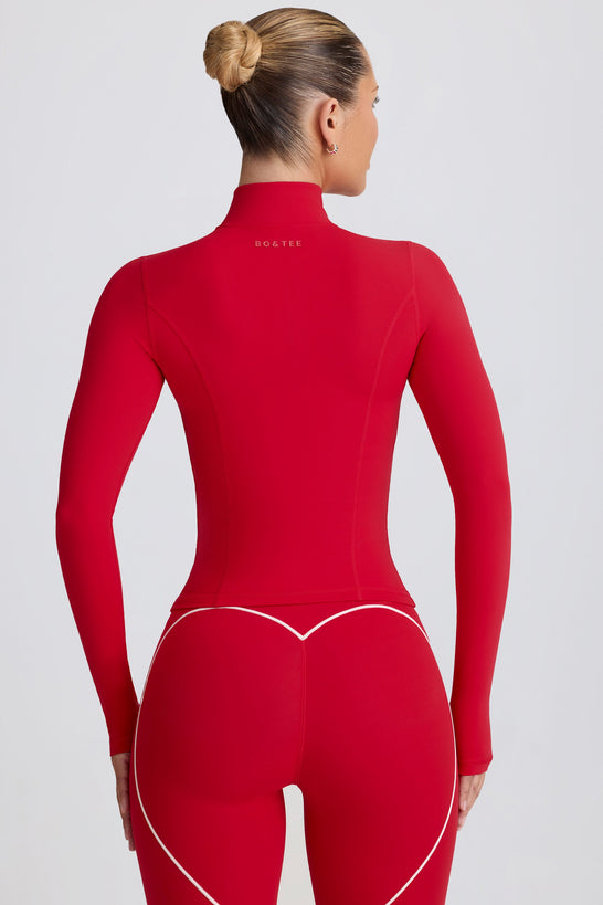 Soft Active Zip-Up Jacket in Hot Red