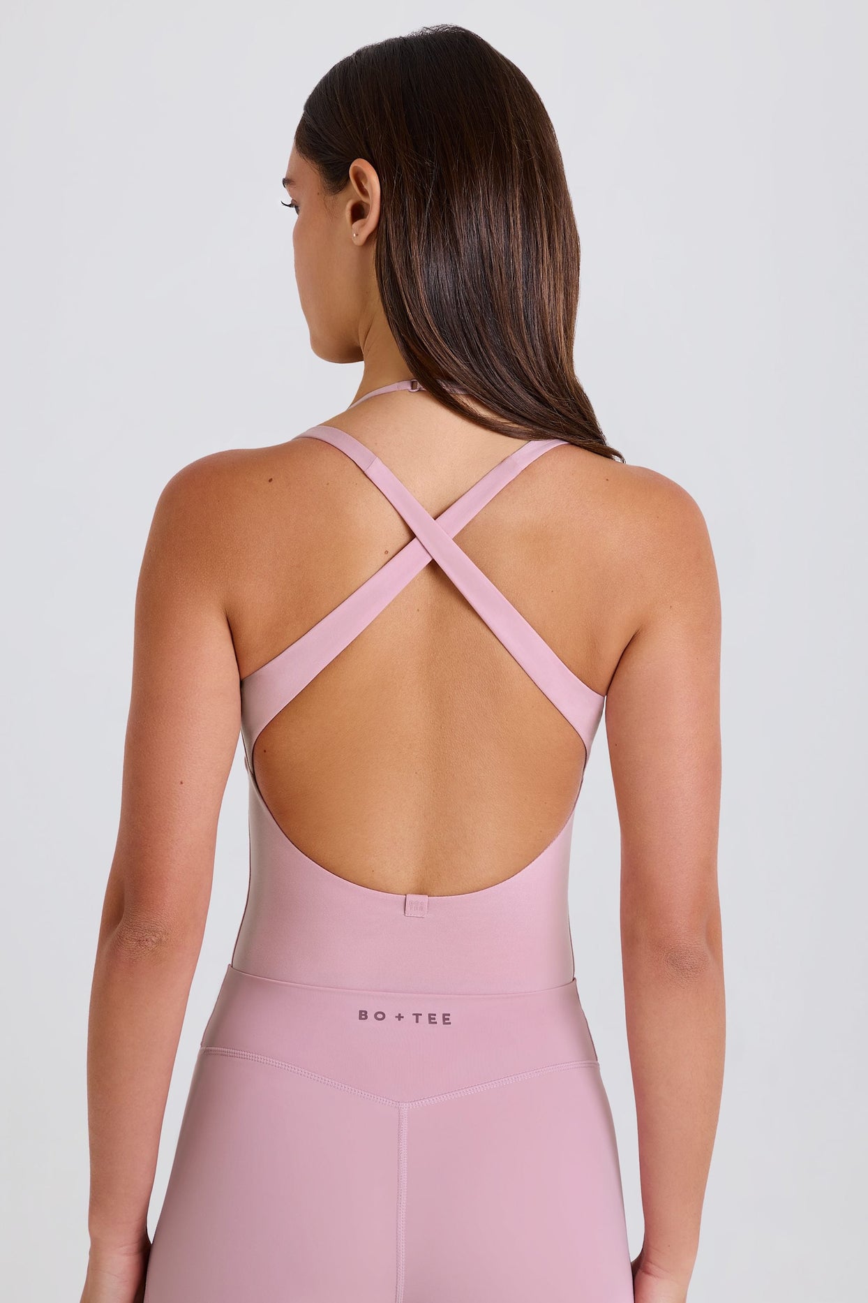 Soft Jersey  Layered Cross-Back Bodysuit in Mauve
