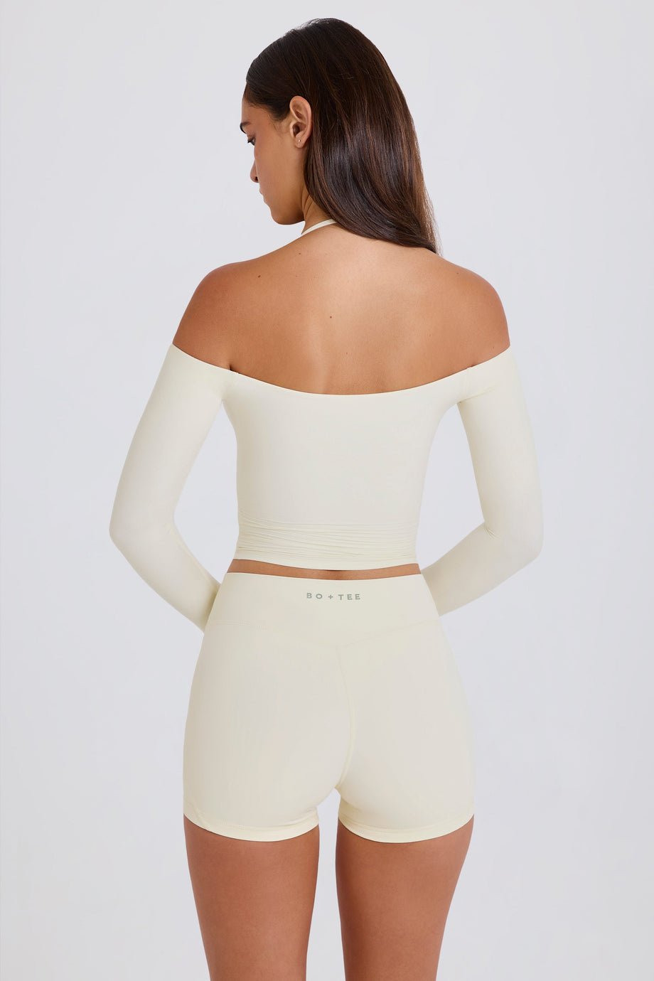 Soft Jersey Off-Shoulder Halterneck Longline Top in White