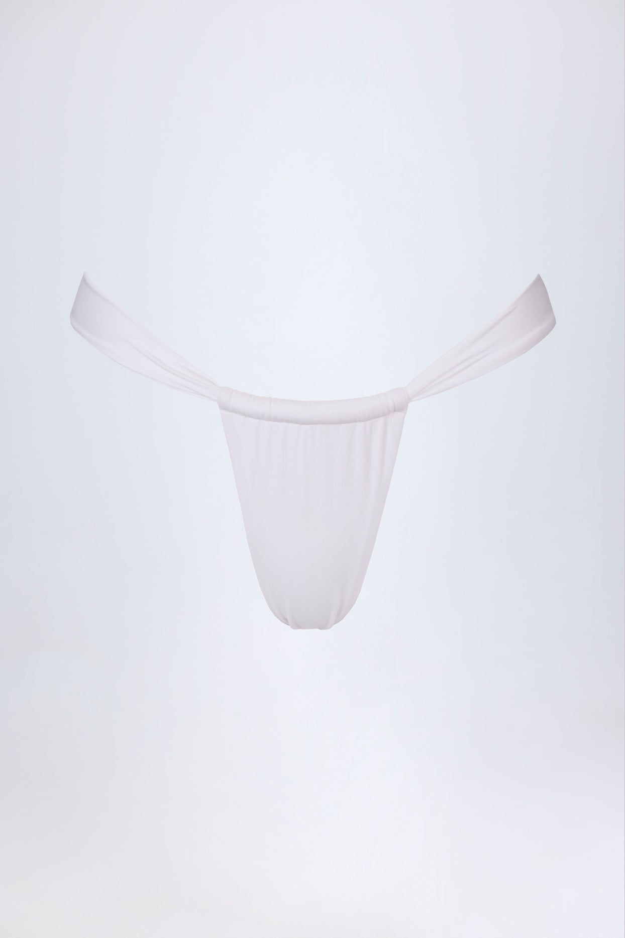 Ruched Thong Bikini Bottoms in White