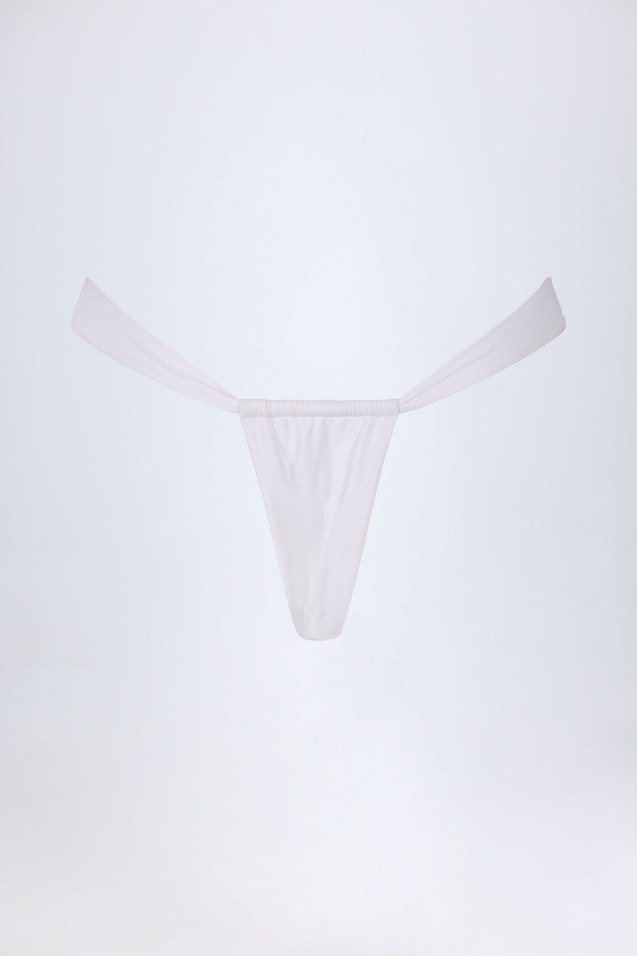 Ruched Thong Bikini Bottoms in White