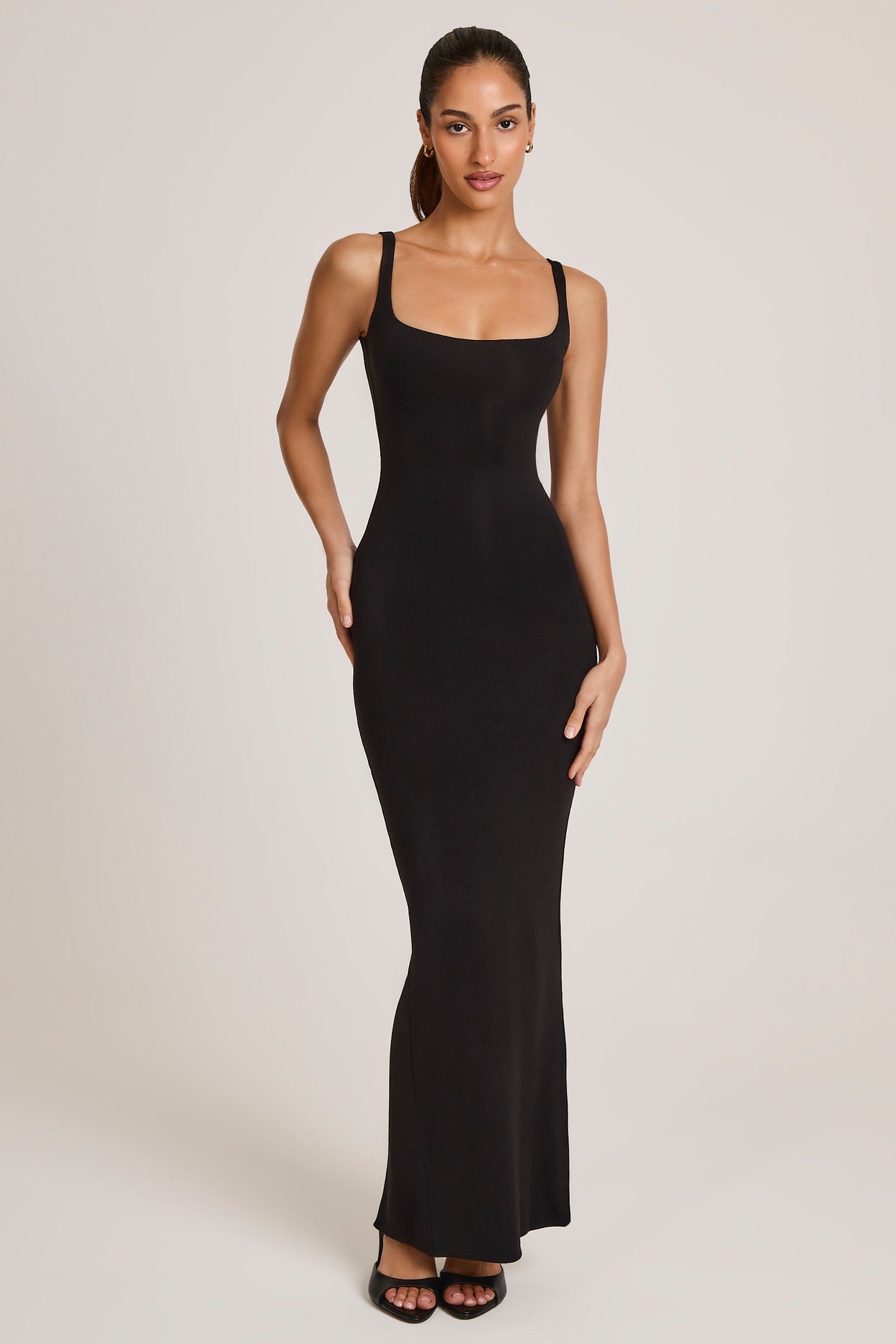 Modal Square Neck Maxi Dress in Black