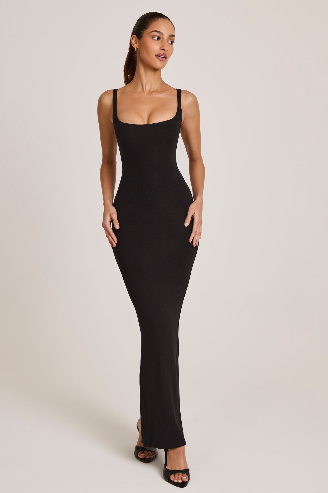 Modal Square Neck Maxi Dress in Black