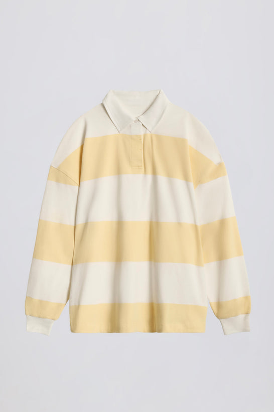Striped Oversized Long-Sleeve T-Shirt in Lemon