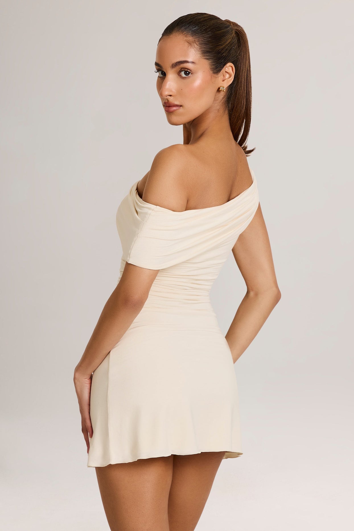 Modal Asymmetric A-Line Mini Dress in Ivory