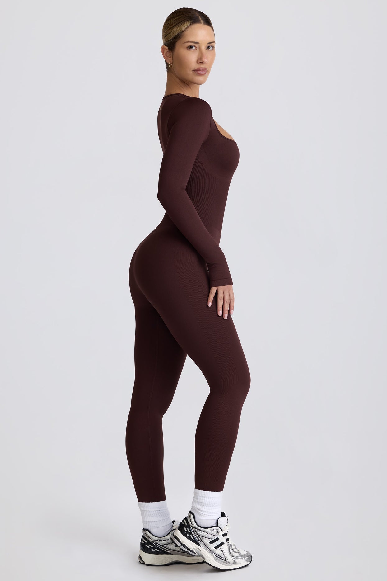 Super Sculpt Seamless Full-Length Jumpsuit in Chocolate