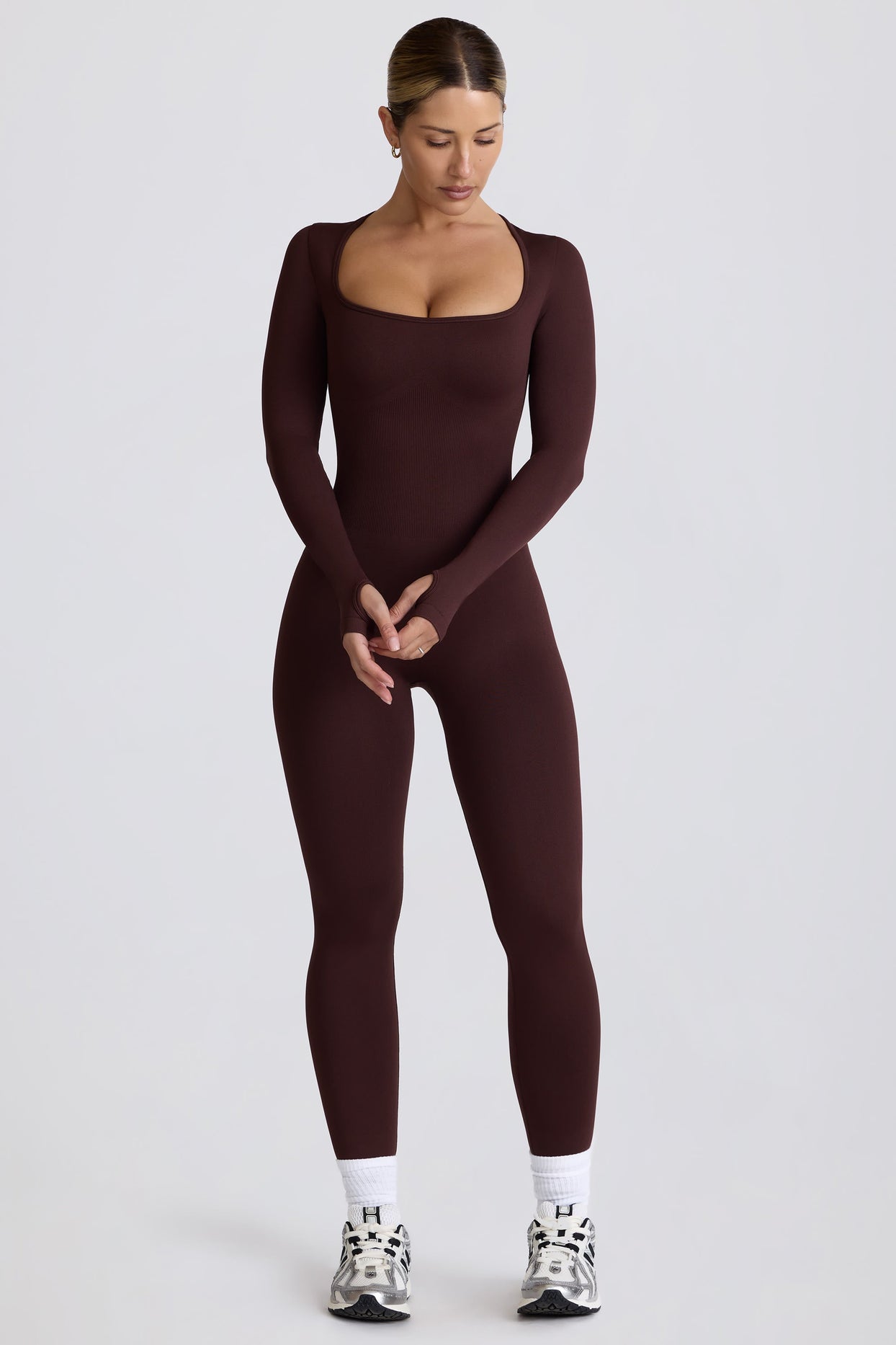 Super Sculpt Seamless Full-Length Jumpsuit in Chocolate