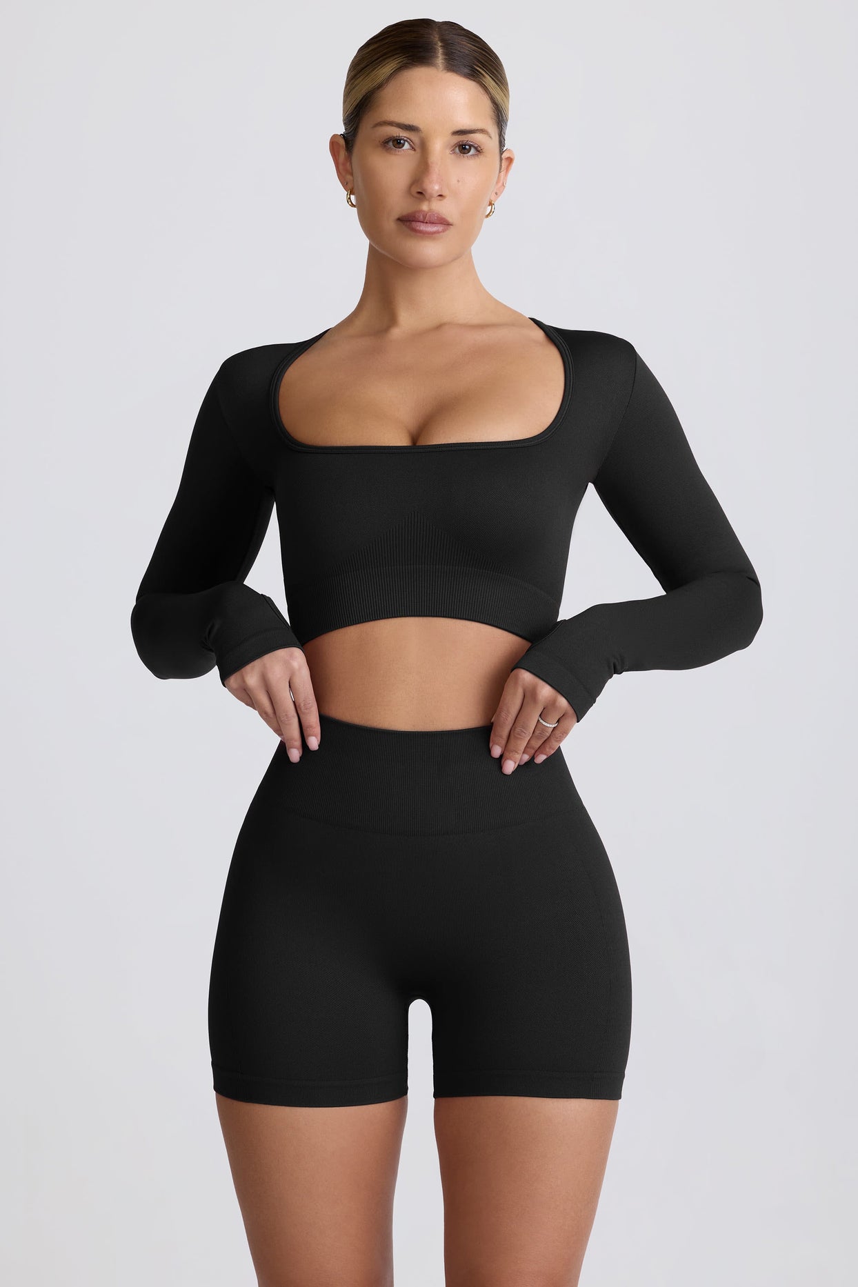 Super Sculpt Seamless High-Waist Mini Shorts in Black