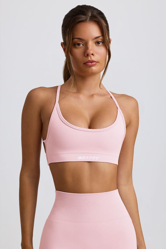 Super Sculpt Seamless Backless Sports Bra in Powder Pink