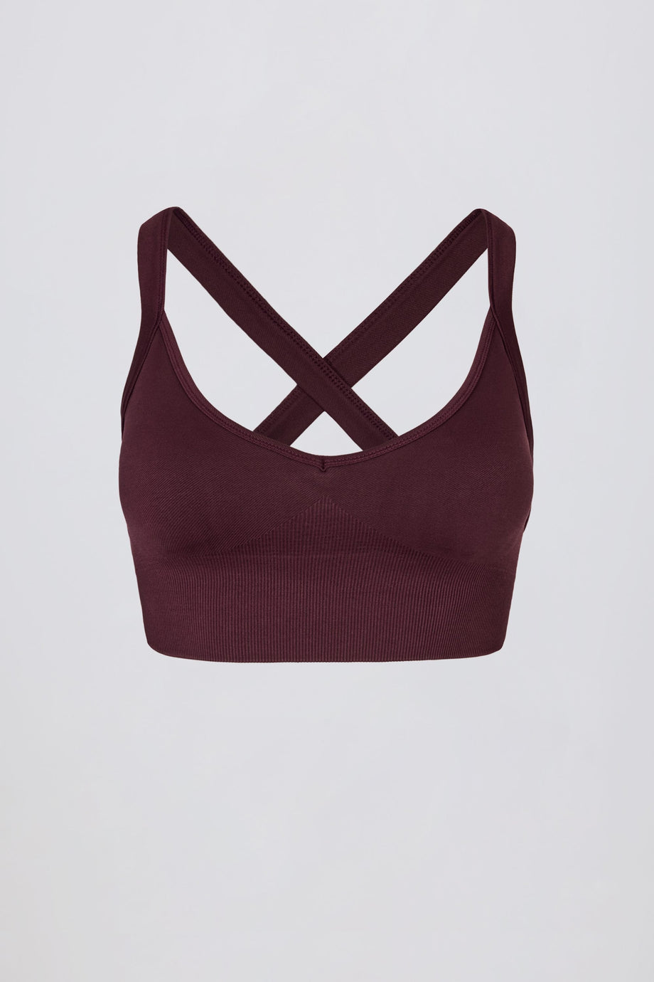 Super Sculpt Seamless Cross-Back Sports Bra in Burgundy