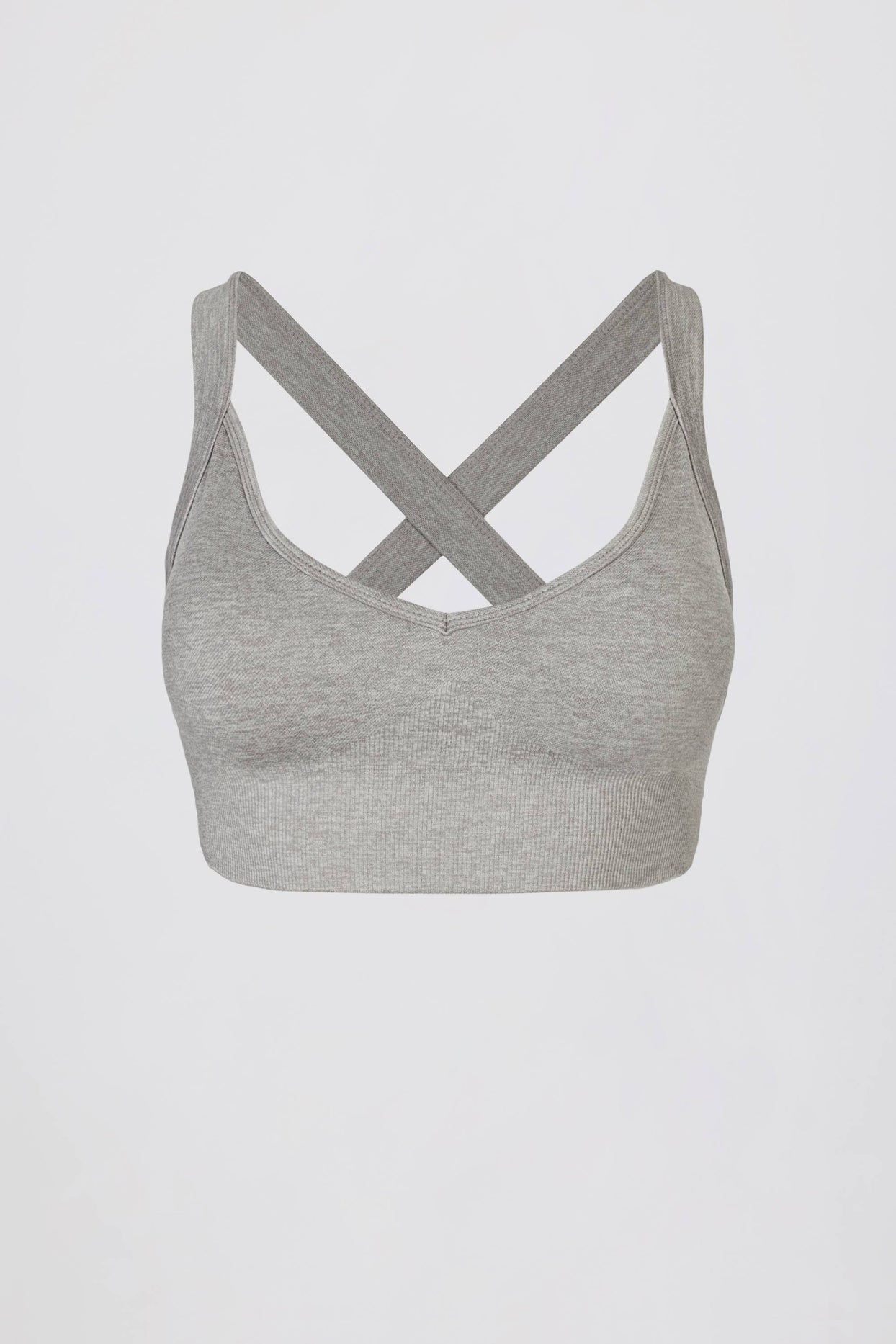 Super Sculpt Seamless Cross-Back Sports Bra in Grey Marl