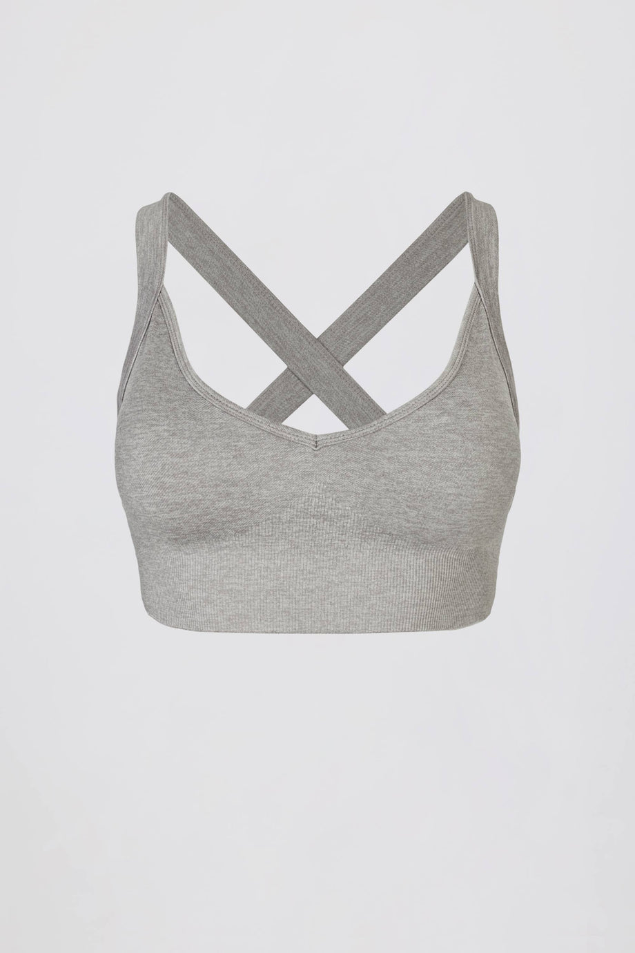 Super Sculpt Seamless Cross-Back Sports Bra in Grey Marl