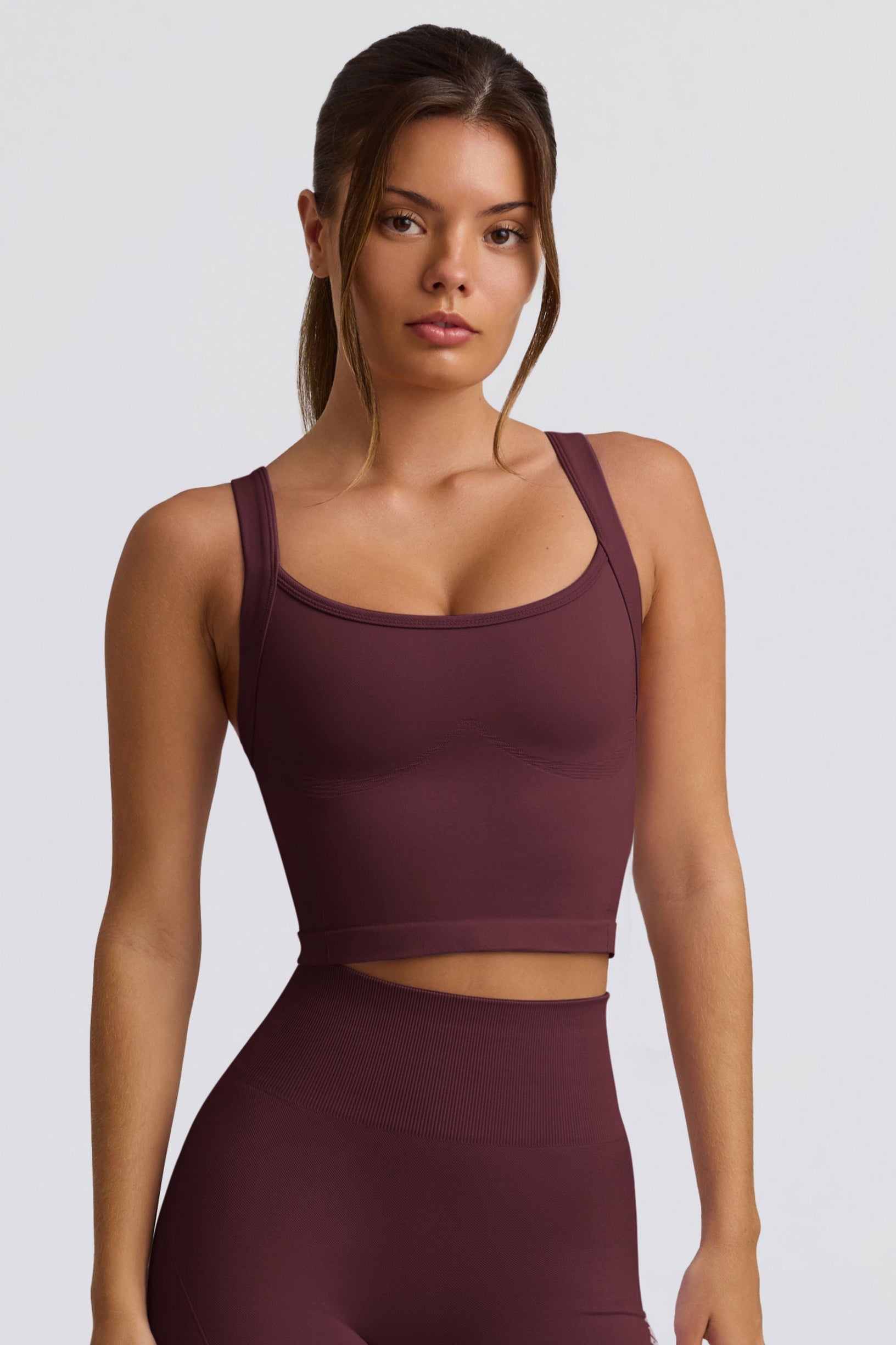 Super Sculpt Seamless Longline Camisole Top in Burgundy - 2