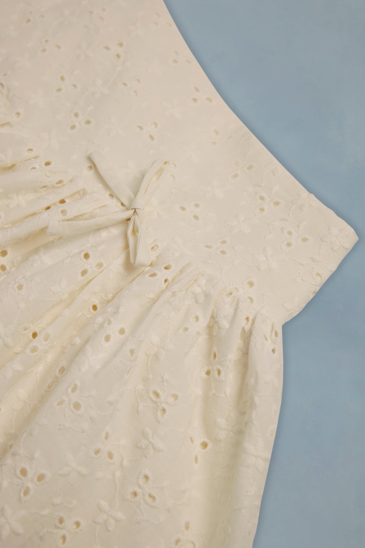 Bow-Detail Broderie Anglaise Mini Skirt in Ivory