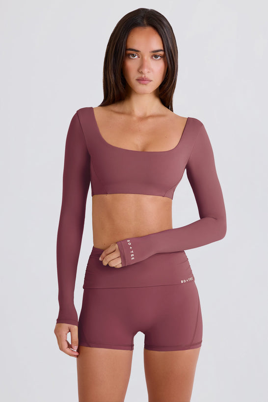 Multiway Long-Sleeve Crop Top in Acai