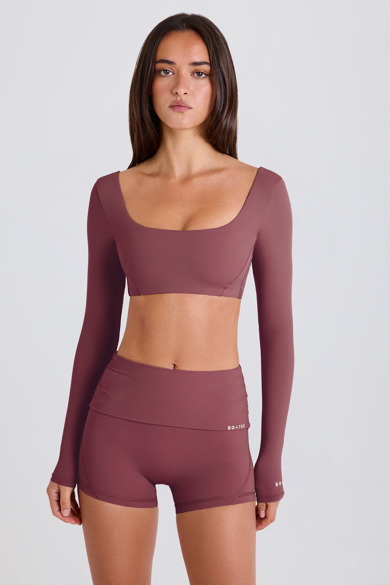 Multiway Long-Sleeve Crop Top in Acai