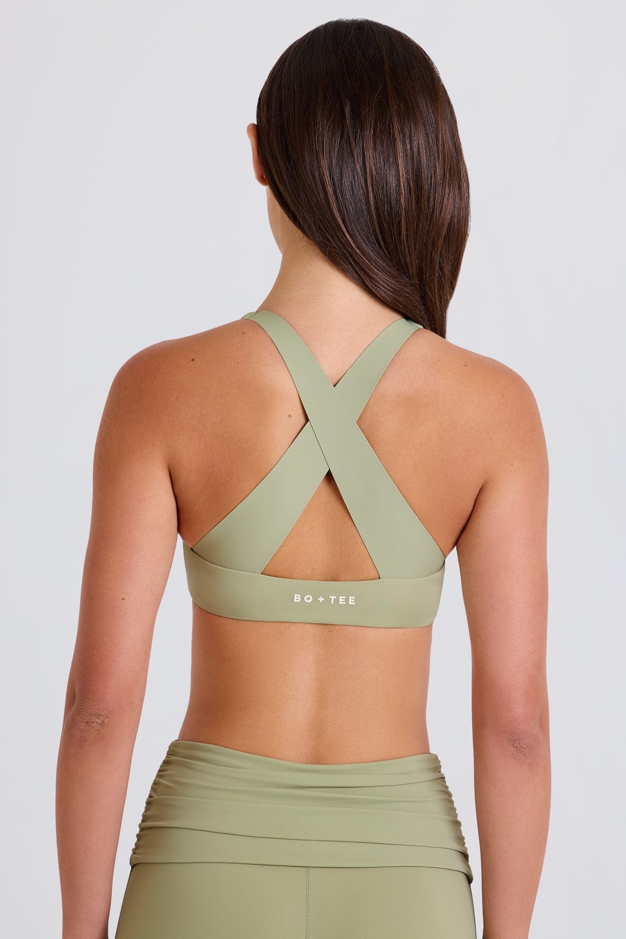 V-Neck Cross-Back Sports Bra in Matcha