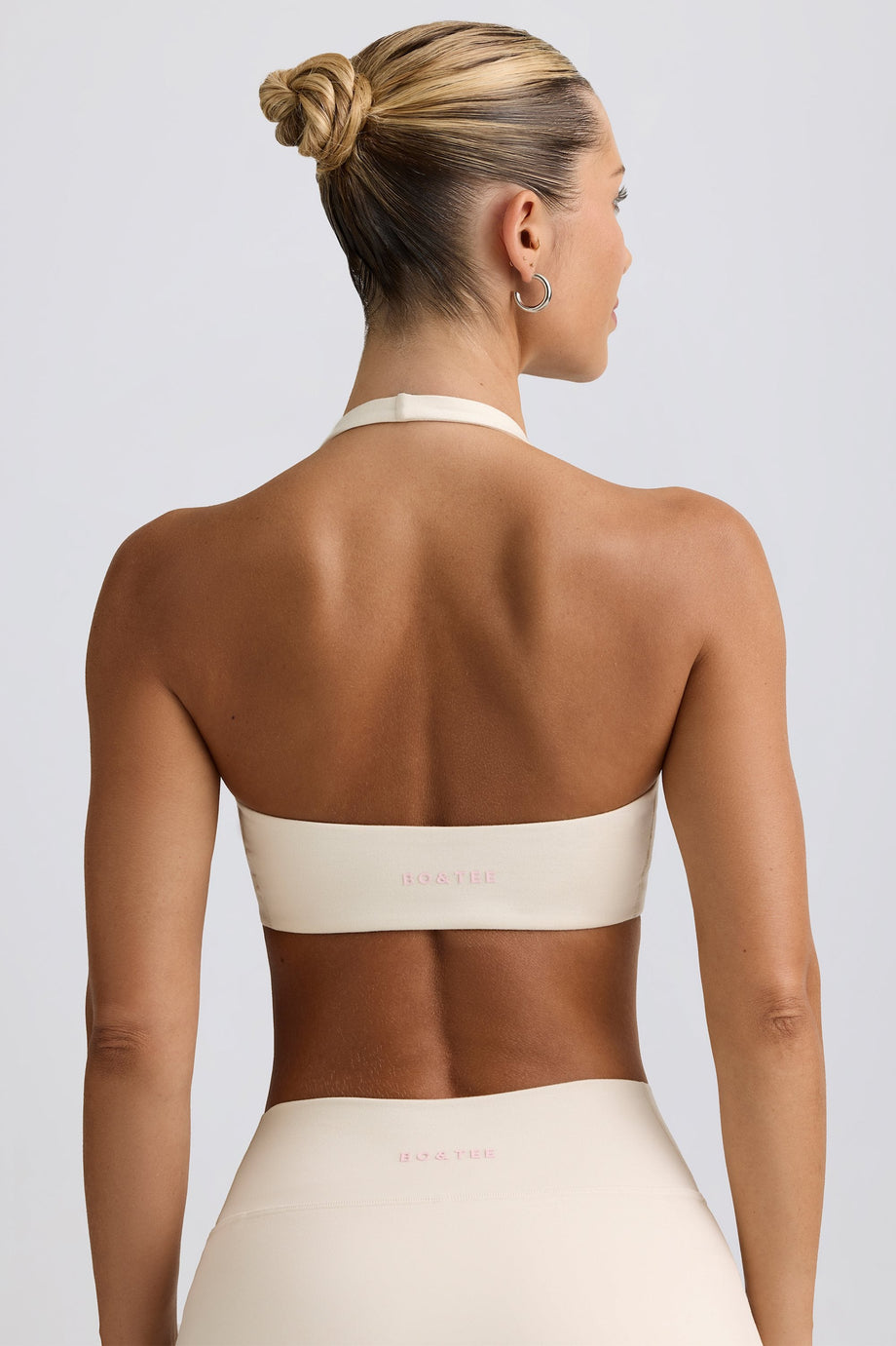 V-Neck Sports Bra in Ivory Marl