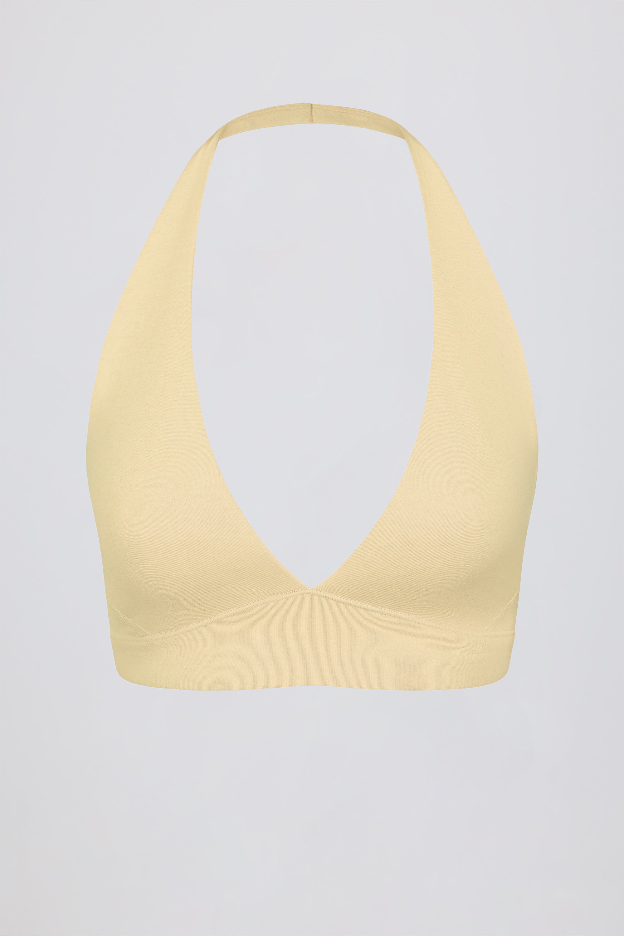 Brushed Jersey V-Neck Sports Bra in Lemon Marl
