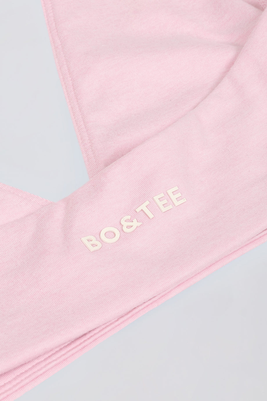 Brushed Jersey V-Neck Sports Bra in Pale Pink Marl