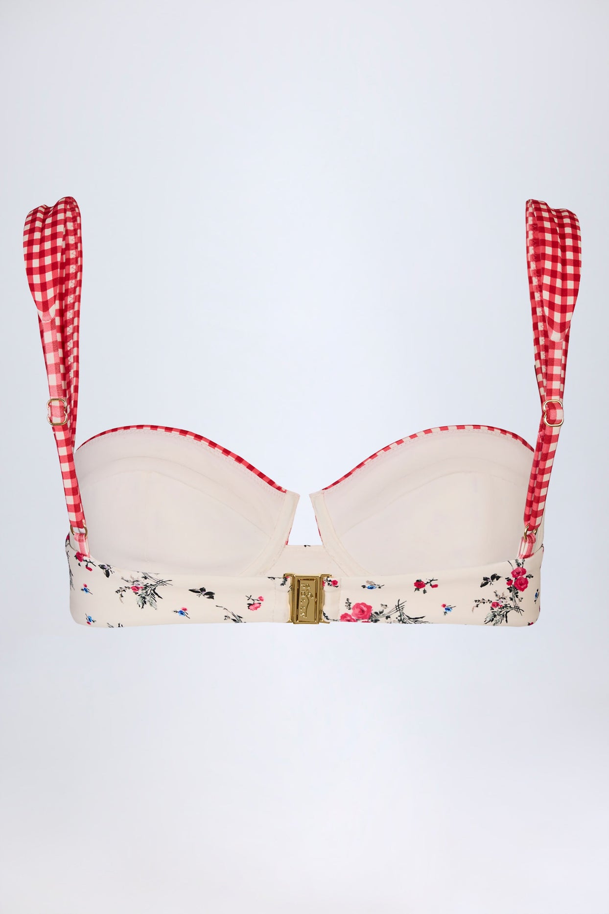 Underwired Balconette Bikini Top in Red Floral Print