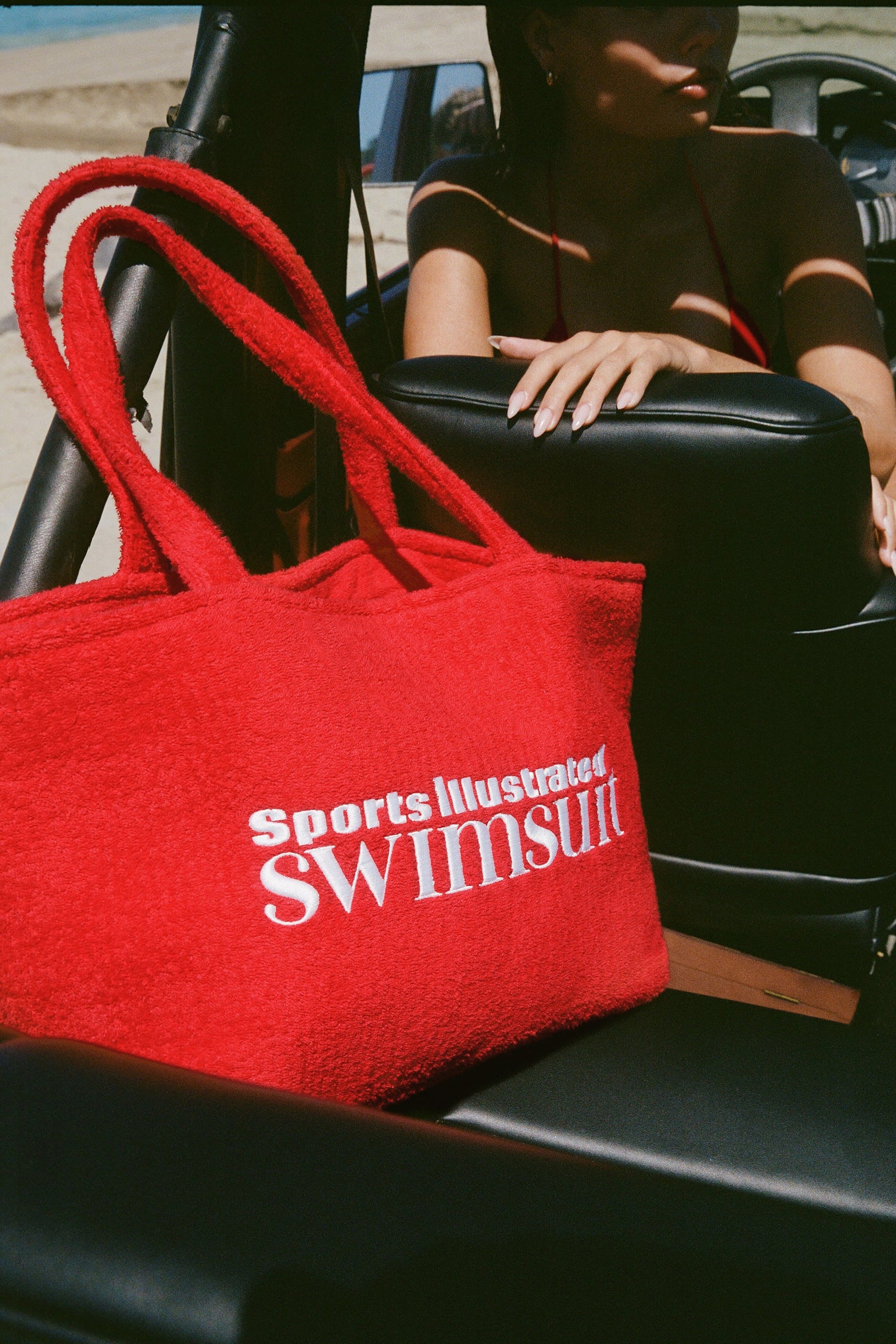 Towelling Tote Bag in Fiery Red - 2