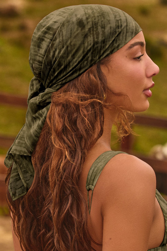 Headscarf in Green Print