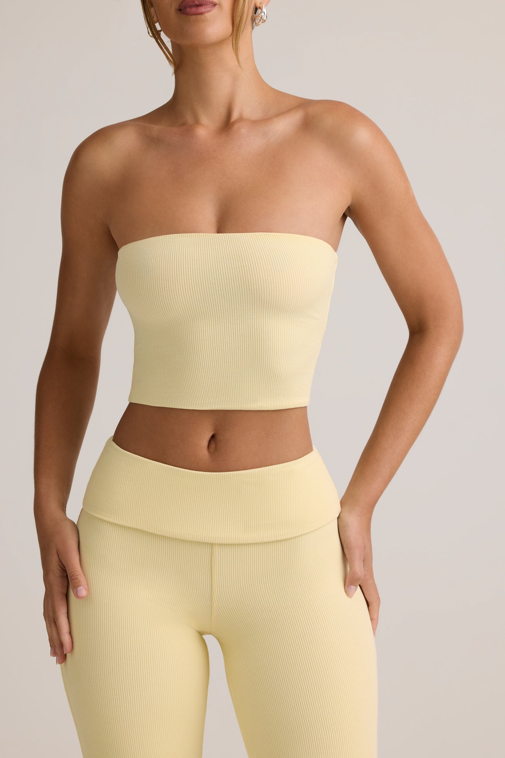 Modal Strapless Crop Top in Buttercream Yellow - 2