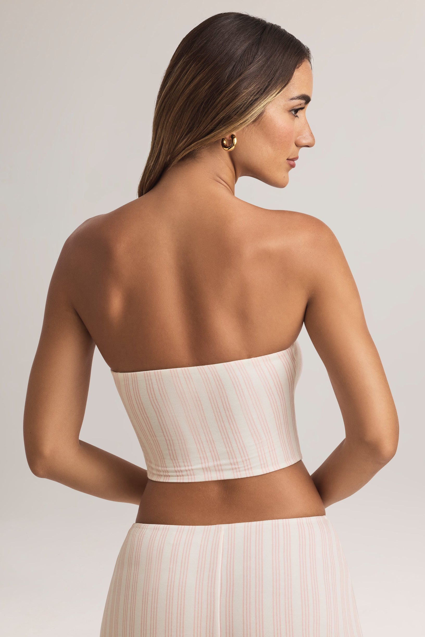 Modal Strapless Crop Top in Stripe Print - 2