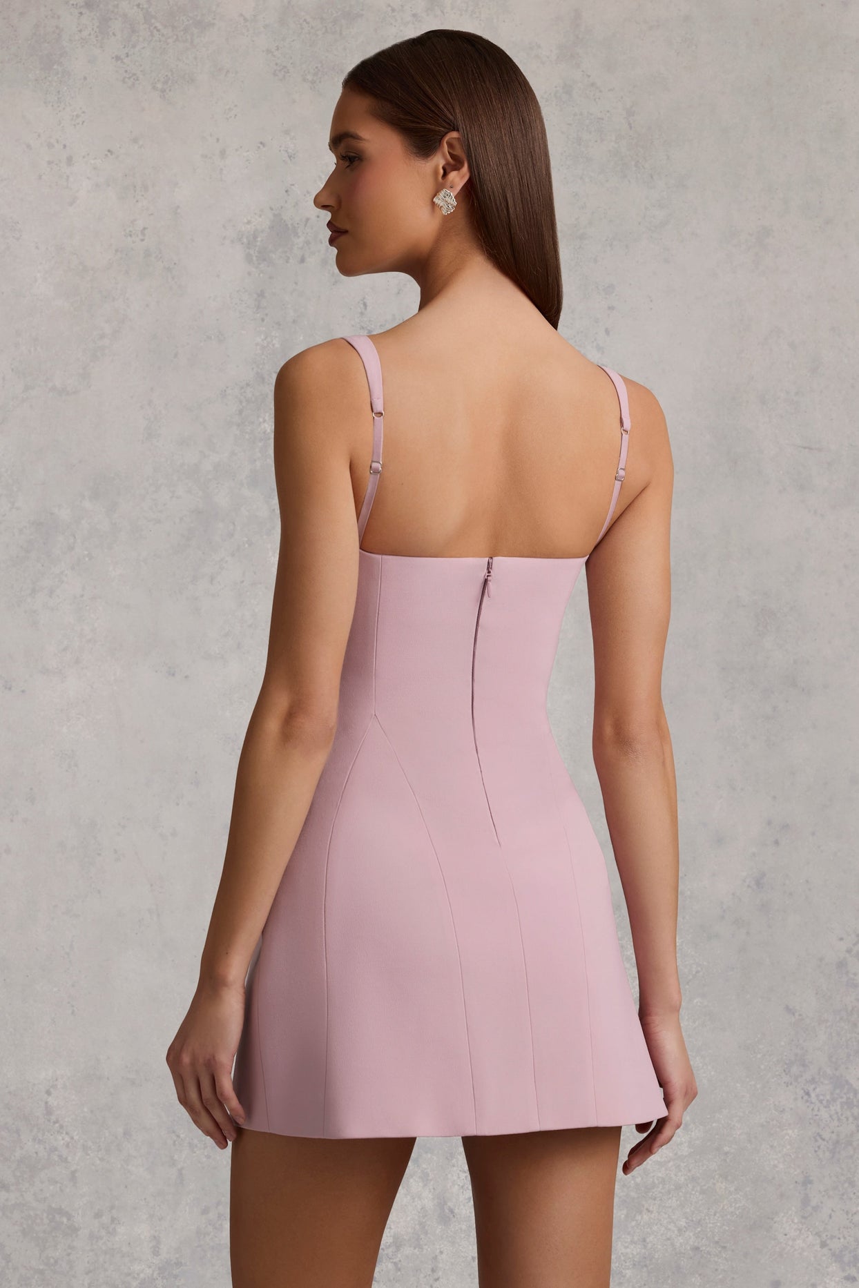 Cut-Out Structured A-Line Mini Dress in Mauve