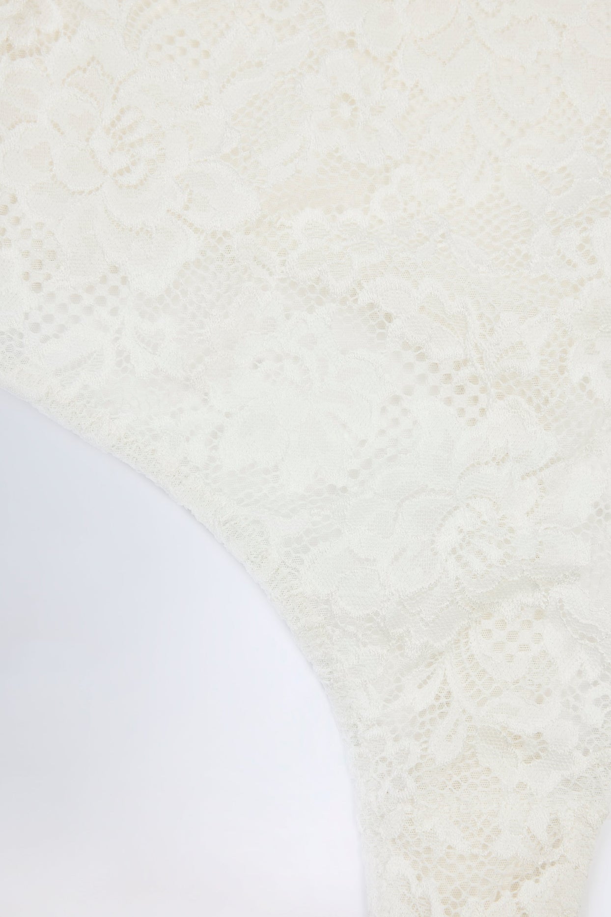 Plunge-Neck Lace Bodysuit in White