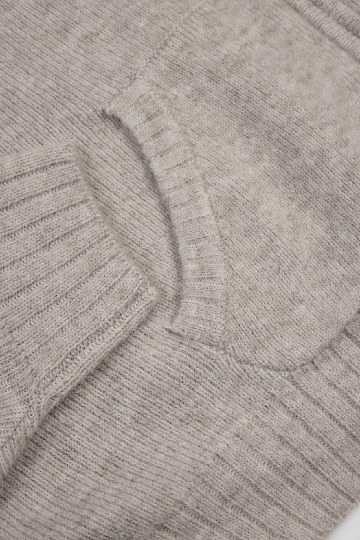 Zip-Up Cropped Knit Hoodie in Beige