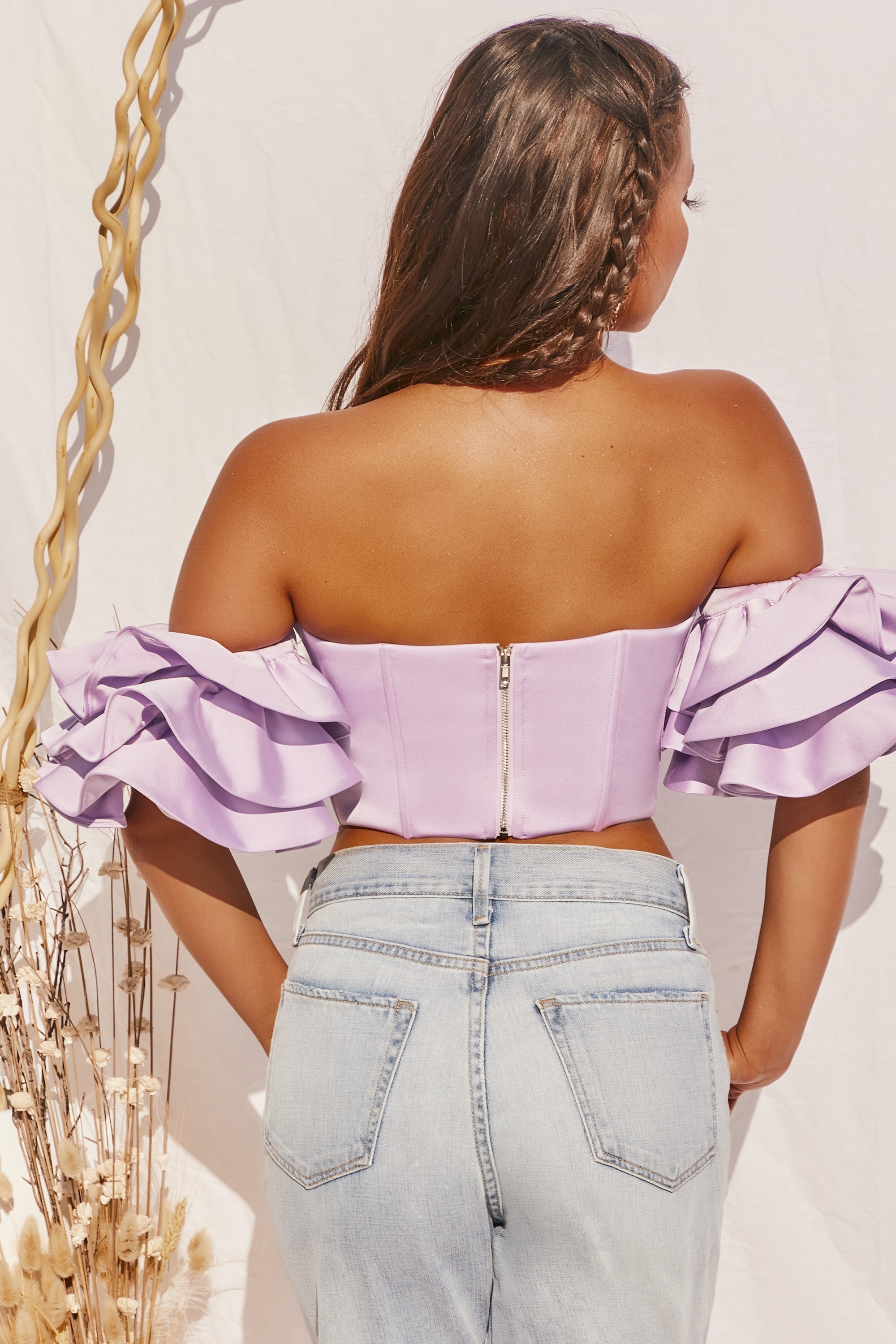 Bardot ruffle sleeve top store