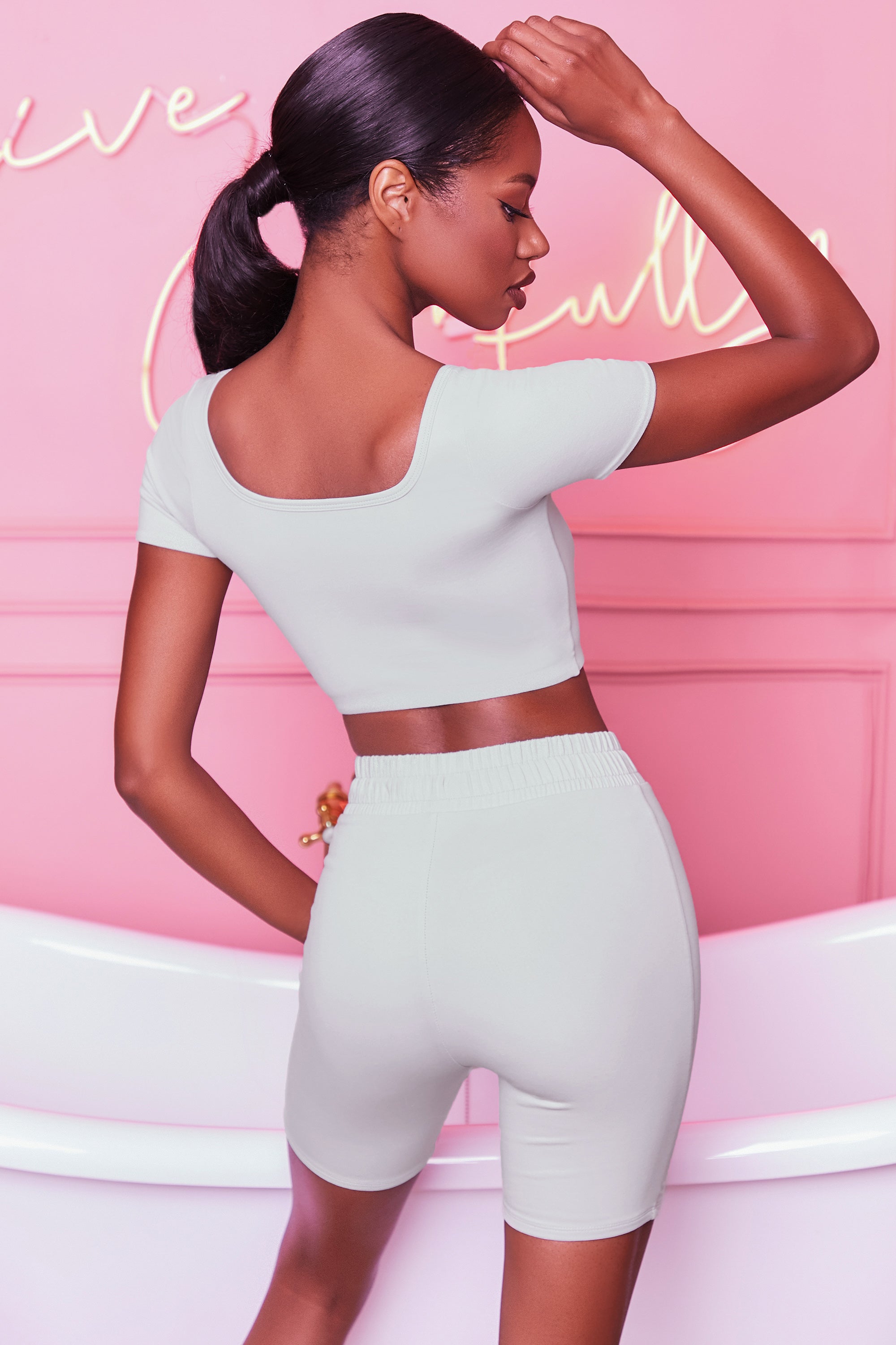 Over It High Waisted Cycle Shorts in Grey Oh Polly