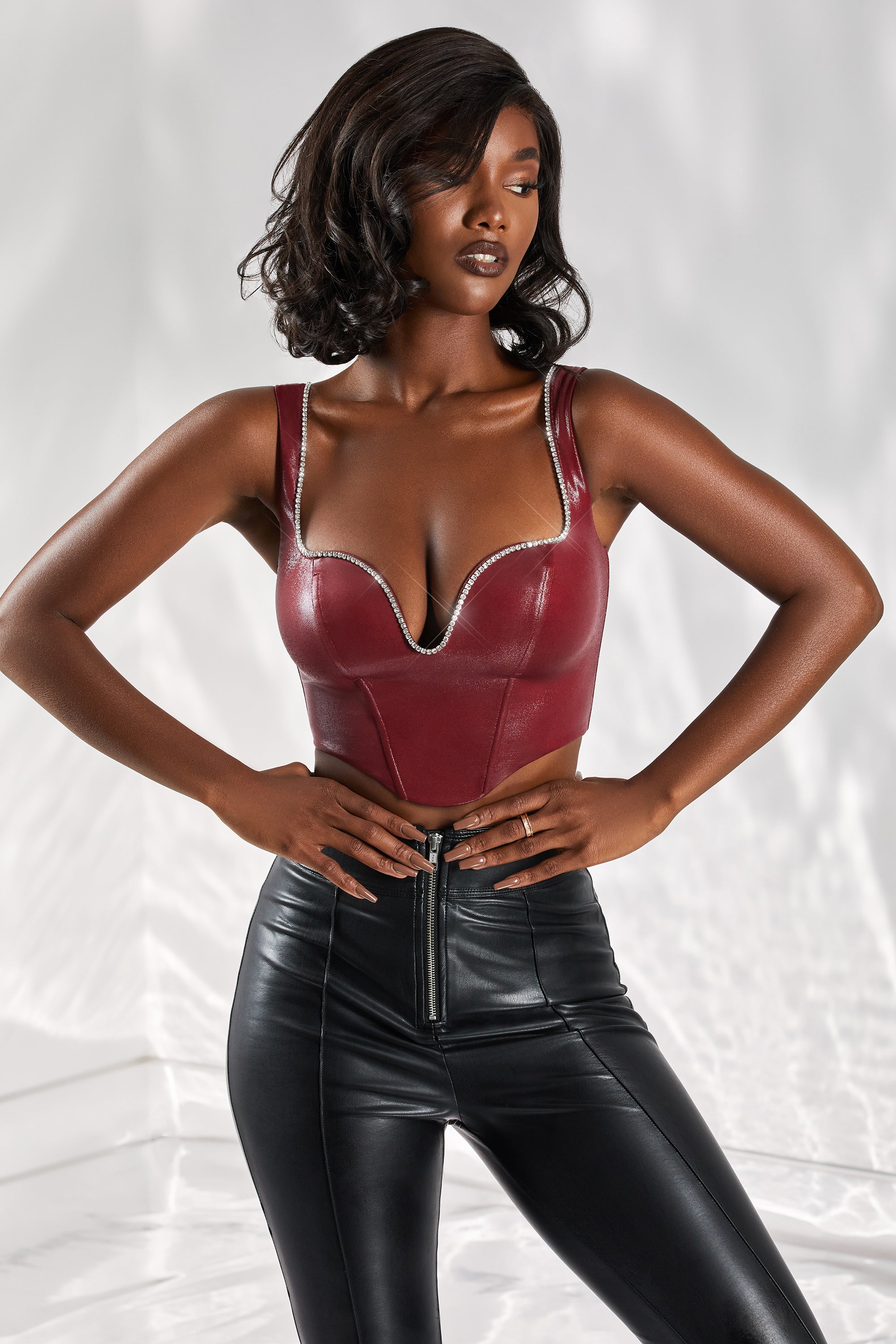 burgundy bustier top