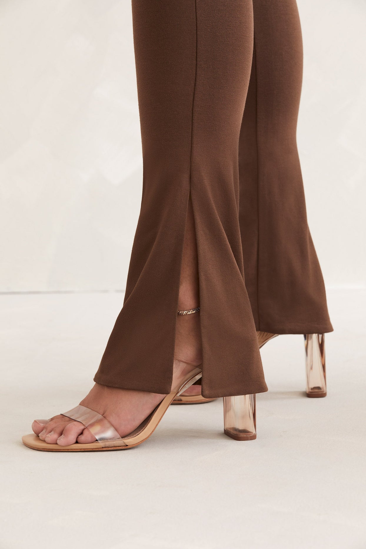 Petite Scoop Neck Backless Jumpsuit in Brown