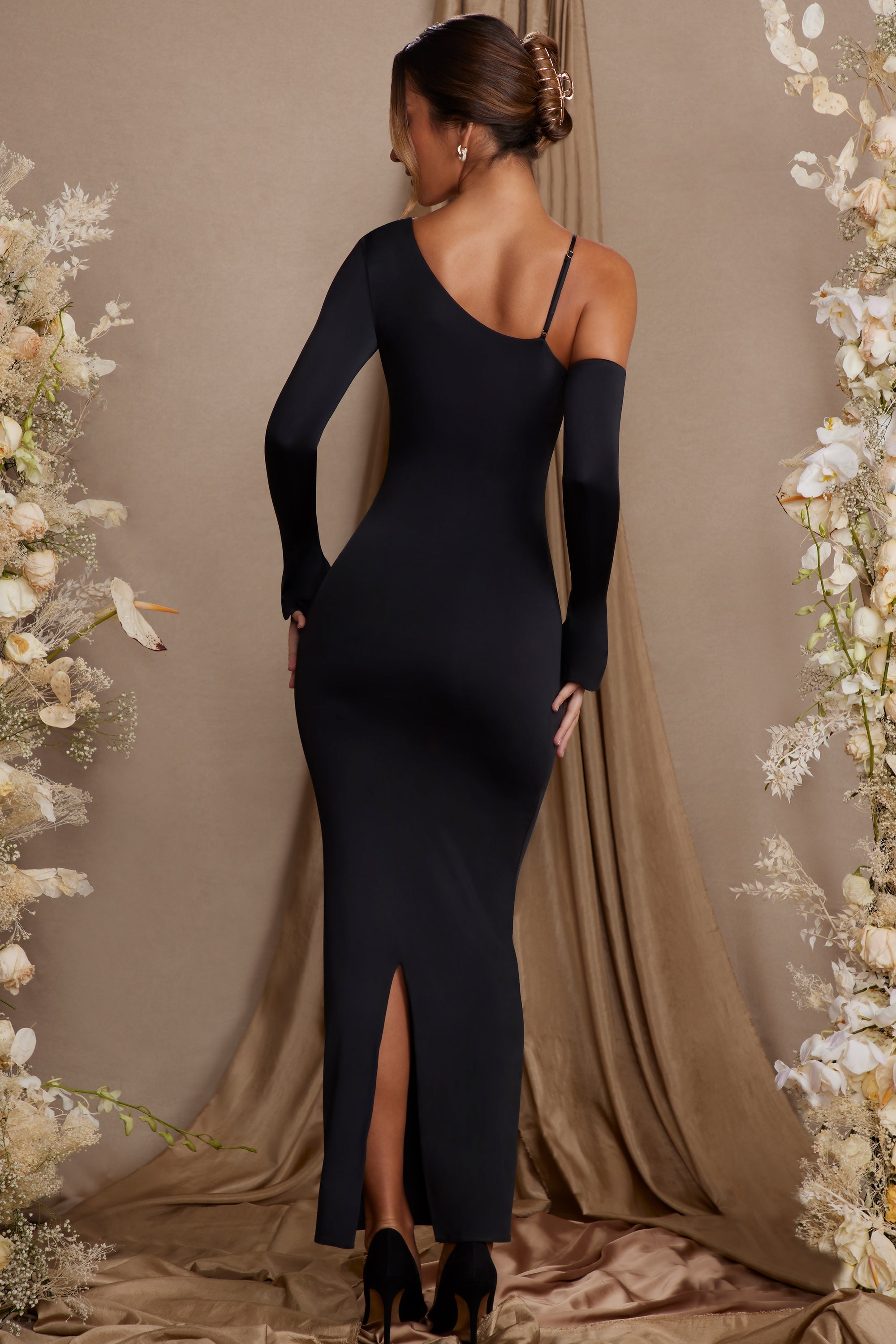 Black cold shoulder maxi dress 2025