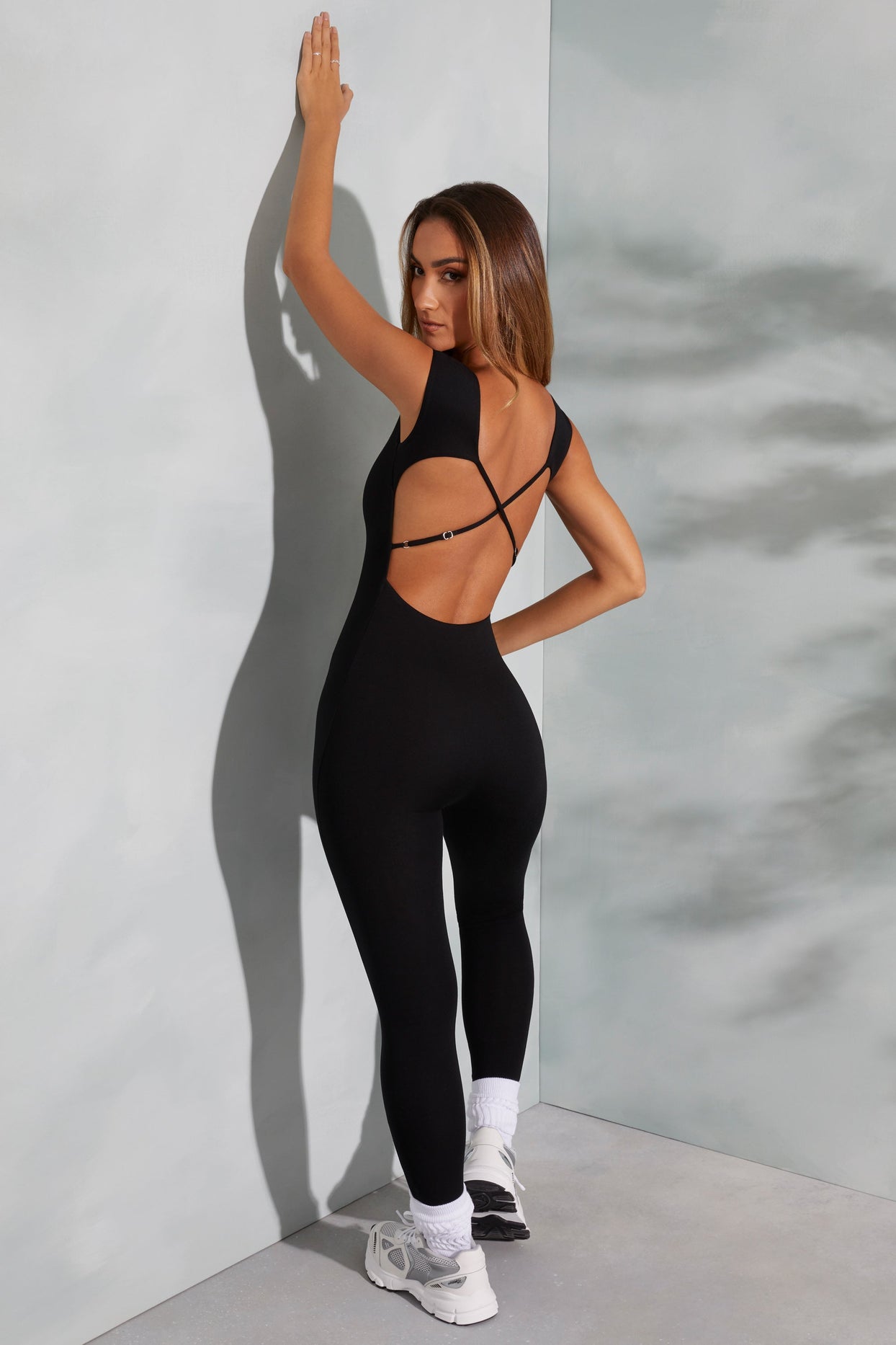 Tall Open Back Scoop Neck Jumpsuit in Black