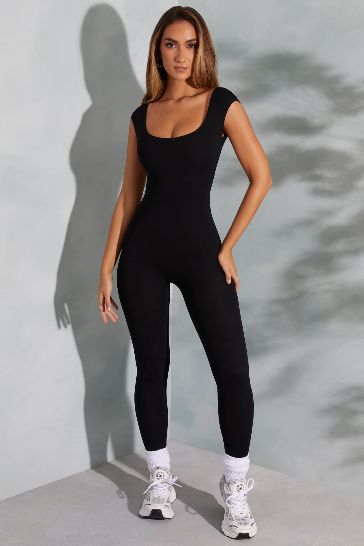 Tall Open Back Scoop Neck Jumpsuit in Black