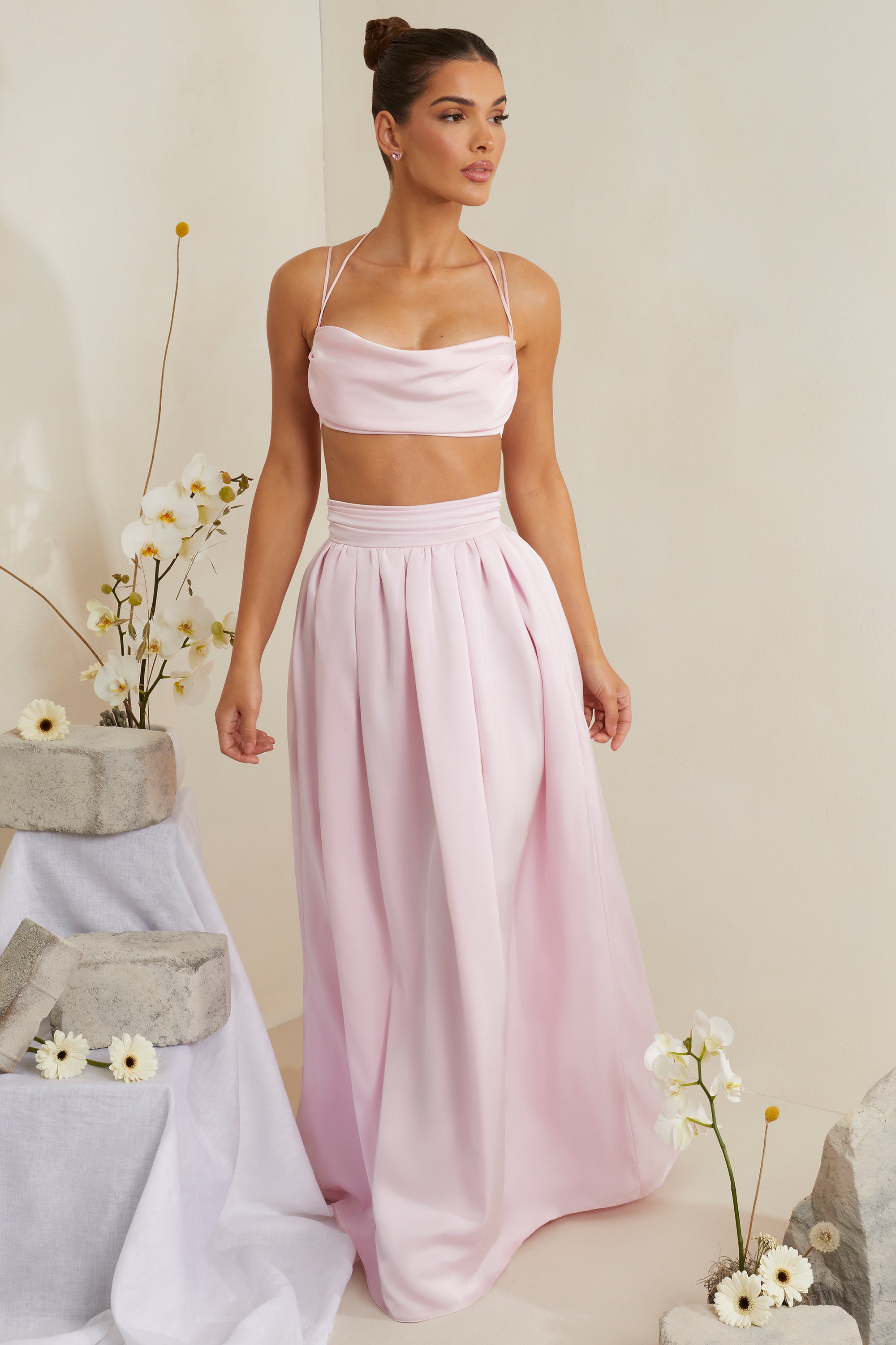 Satin skirt and crop top cheap